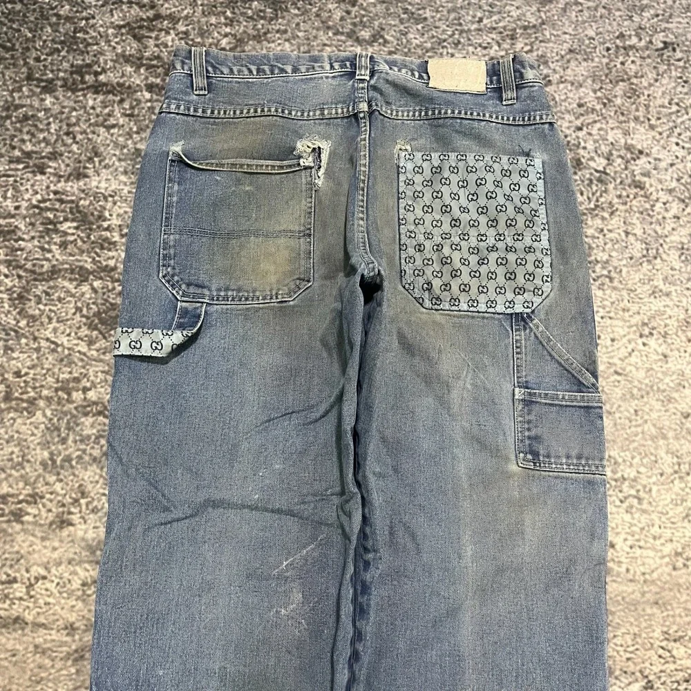 Vintage‎ Godbody Jeans Mens 36x32 Blue Distressed Carpenter Baggy Wide Leg Y2K